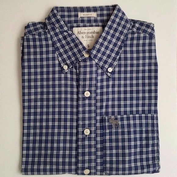 New Abercrombie & Fitch Men’s BLUE check Shirt S - Picture 1 of 2